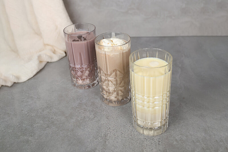 Whey Caseinat in Vanille, Schoko und Eiskaffee
