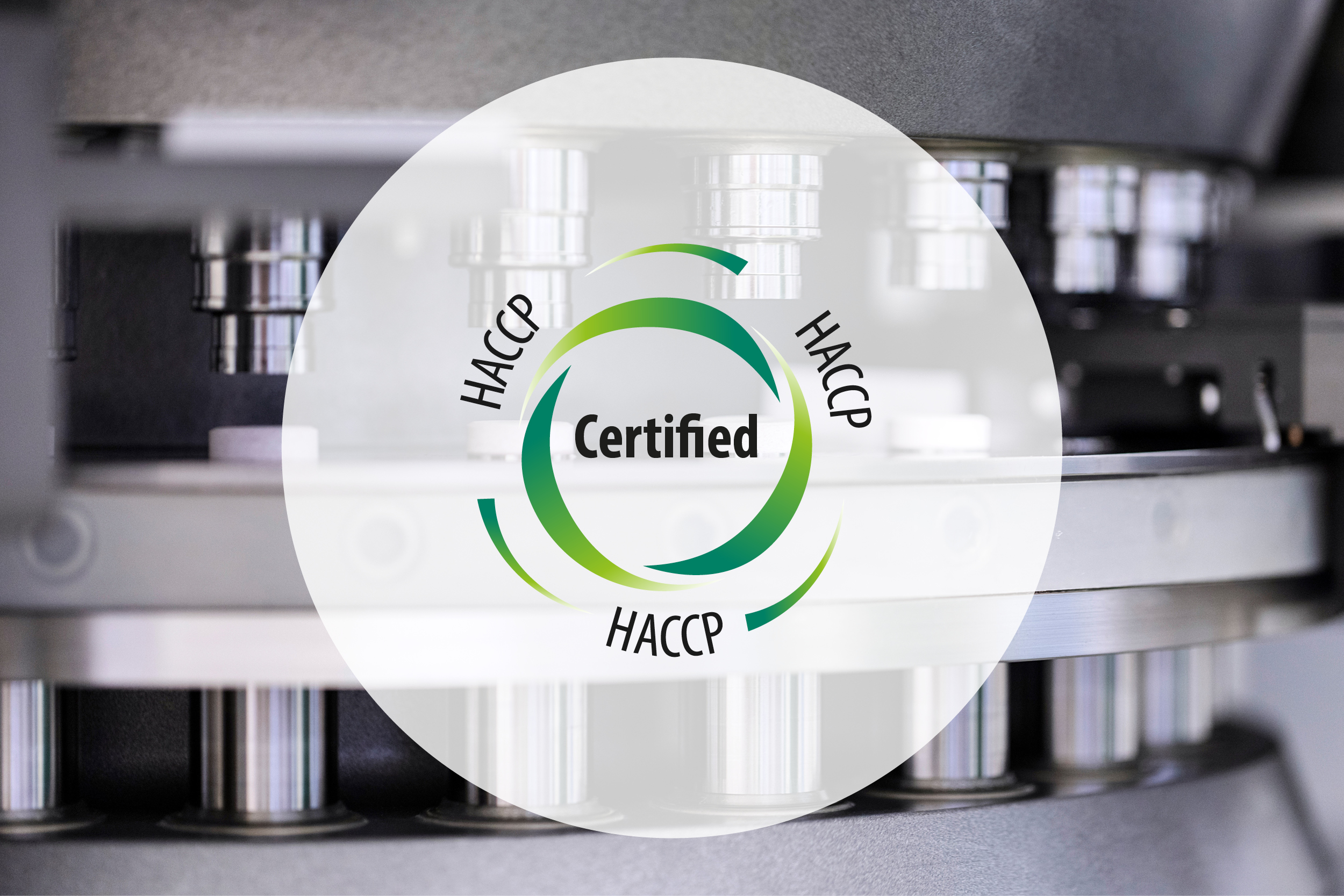 Tablettenpresse, darauf HACCP Logo