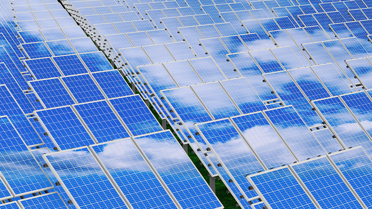 Nahaufnahme von blauen Solarpanelen