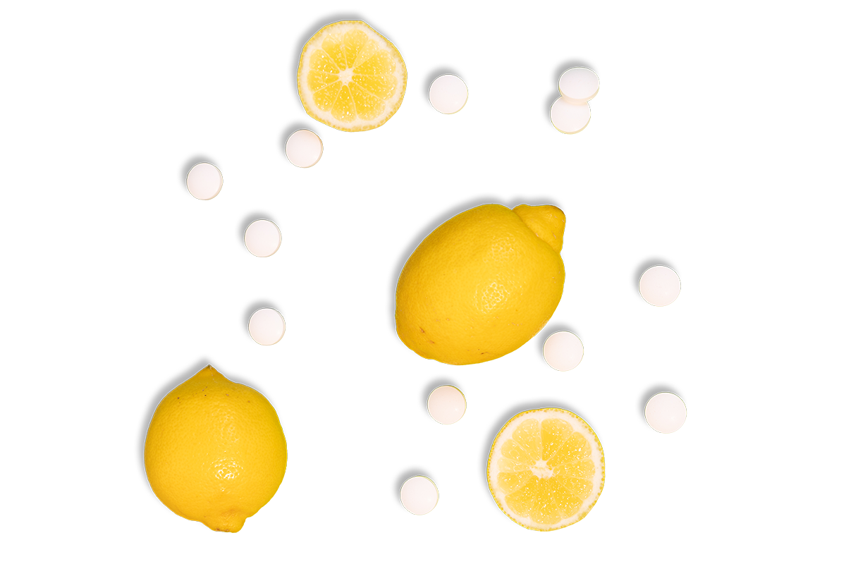 Zitronen und weiße Lutschtabletten
